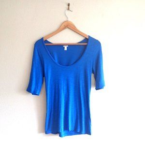 J. Crew 3/4 Sleeve Scoop Neck in Cobalt Blue S